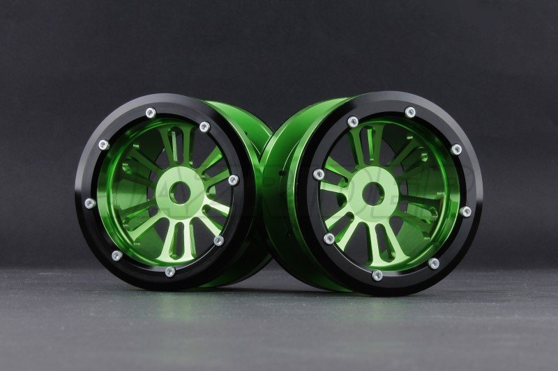 Axial Racing AX10 Aluminum 2.2 D6-spoke Bead-lock Wheel (Green)