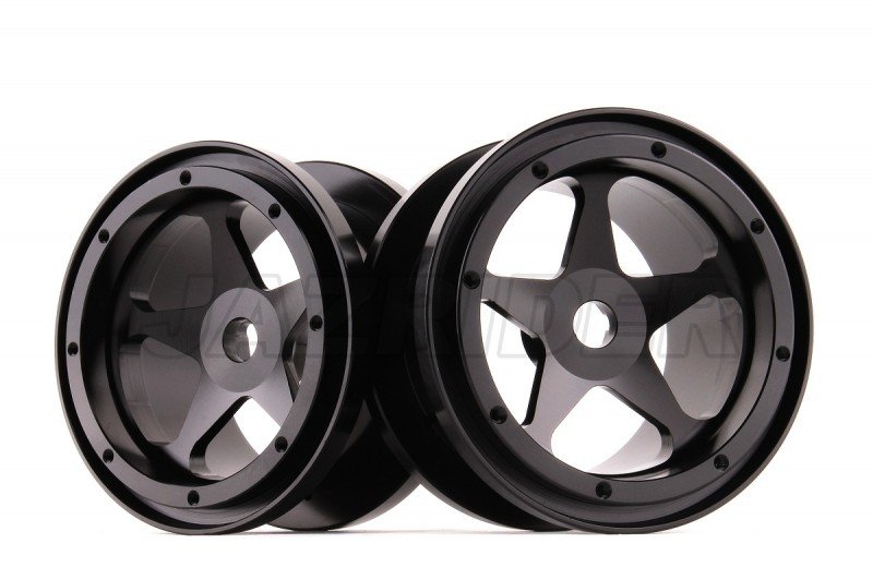 Aluminum 2.2'' 5-Spokes Black Wheels 2pcs set - Black