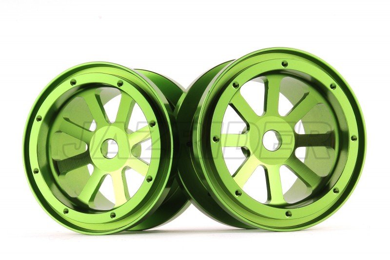 Aluminum 2.2'' 8-Spokes Black Wheels 2pcs set - Green