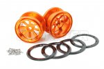 Aluminum 2.2'' 8-Spokes Black Wheels 2pcs set - Orange