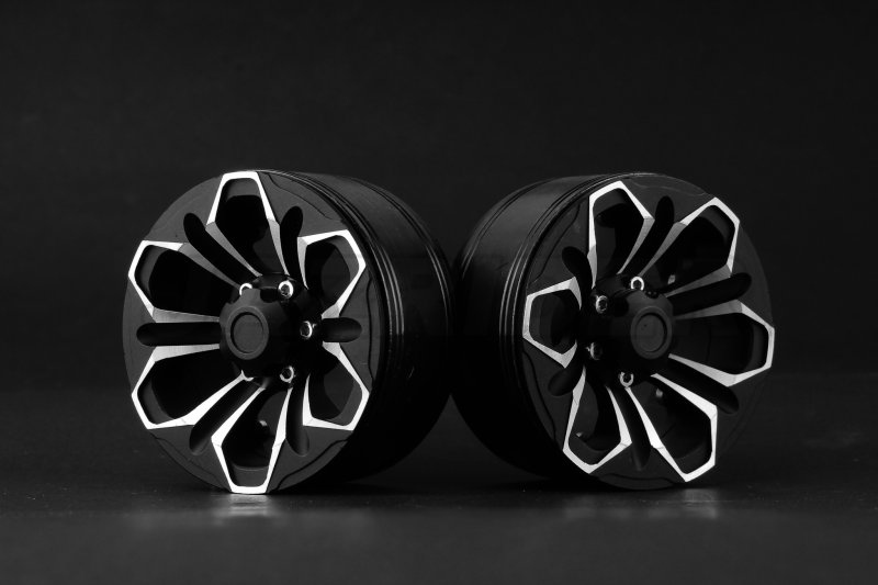Aluminum 1.9'' Beadlock 6 Spokes Wheels (TYPE G) - Black