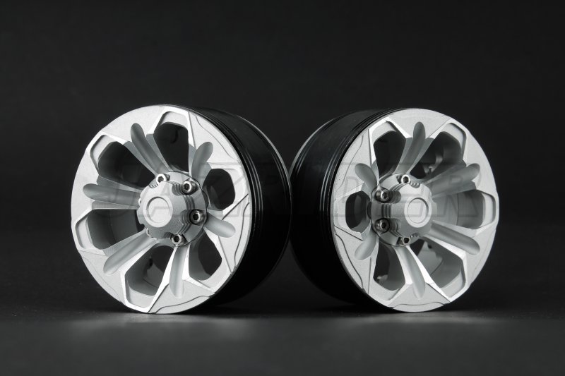 Aluminum 1.9'' Beadlock 6 Spokes Wheels (TYPE G) - Silver