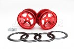 Aluminum 2.2'' 5-Spokes Black Wheels 2pcs set - Red Aluminum 2.2'' 5-Spokes Black Wheels 2pcs set - Red
