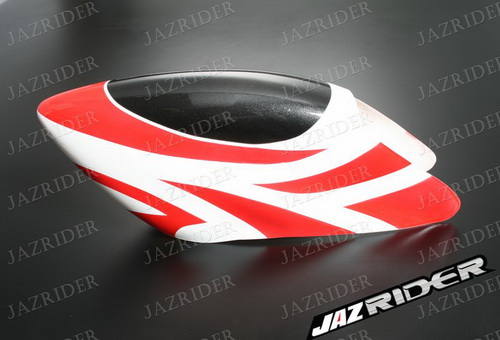 Glass Fibre Canopy (White w/ Red Stripe) For Align T-rex TRex 500 parts - Jazrider Brand [JR-HAG-TX500-057]